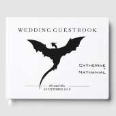 Modernes Minimal mittelalterlicher Drache Hochzeit Gästebuch (Vorderseite)