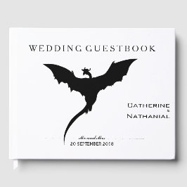 Modernes Minimal mittelalterlicher Drache Hochzeit Gästebuch