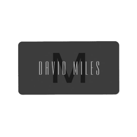 Modernes Minimal Monogram Design bearbeitbar Dunke Adressaufkleber (Vorne)