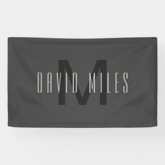 Modernes Minimal Monogram Design bearbeitbar Dunke Banner (Horizontal)