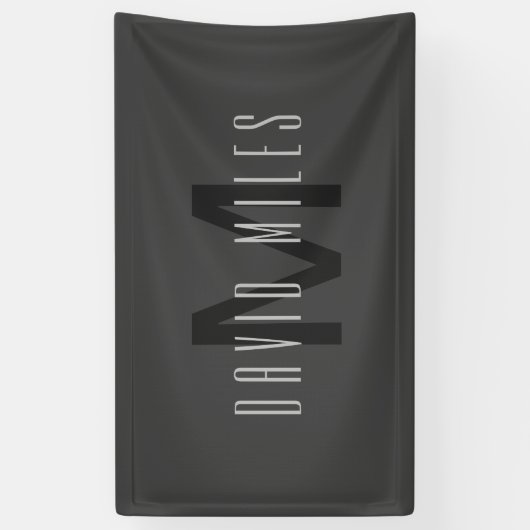 Modernes Minimal Monogram Design bearbeitbar Dunke Banner (Vertikal)