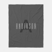 Modernes Minimal Monogram Design bearbeitbar Dunke Fleecedecke (Vorderseite)