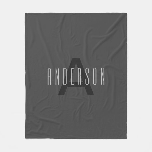 Modernes Minimal Monogram Design bearbeitbar Dunke Fleecedecke (Vorderseite)