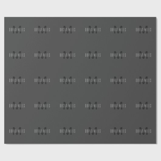 Modernes Minimal Monogram Design bearbeitbar Dunke Geschenkpapier (Flach)