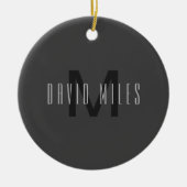 Modernes Minimal Monogram Design bearbeitbar Dunke Keramik Ornament (Vorne)