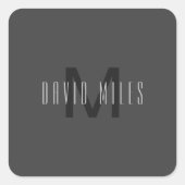 Modernes Minimal Monogram Design bearbeitbar Dunke Quadratischer Aufkleber (Vorderseite)