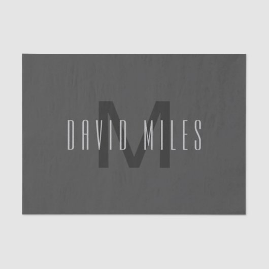 Modernes Minimal Monogram Design bearbeitbar Dunke Seidenpapier (Vorderseite)