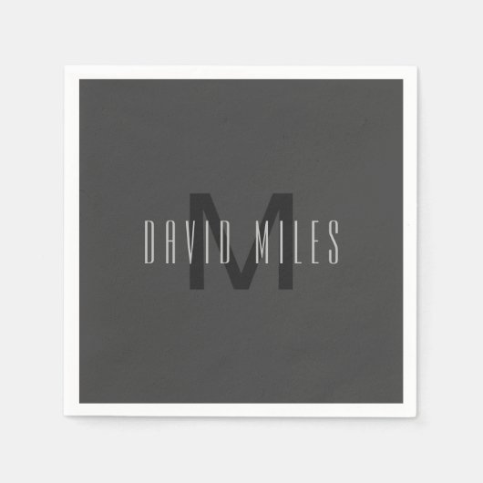 Modernes Minimal Monogram Design bearbeitbar Dunke Serviette (Vorderseite)