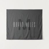 Modernes Minimal Monogram Design bearbeitbar Dunke Wandteppich (Vorderseite (Horizontal))