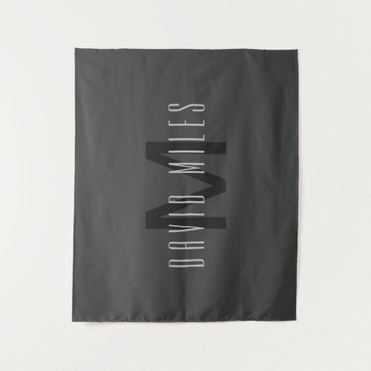 Modernes Minimal Monogram Design bearbeitbar Dunke Wandteppich (Vorderseite)