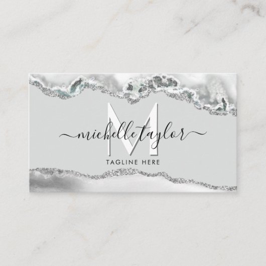 Modernes Minimal Monogram Einfache QR CODE Busines Visitenkarte (Vorderseite)