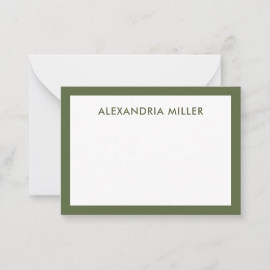 Modernes Minimal Monogram Name Olive Mitteilungskarte (Vorderseite)