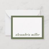 Modernes Minimal Monogram Name Olive Mitteilungskarte (Rückseite)