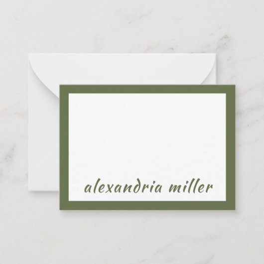 Modernes Minimal Monogram Name Olive Mitteilungskarte (Vorderseite)
