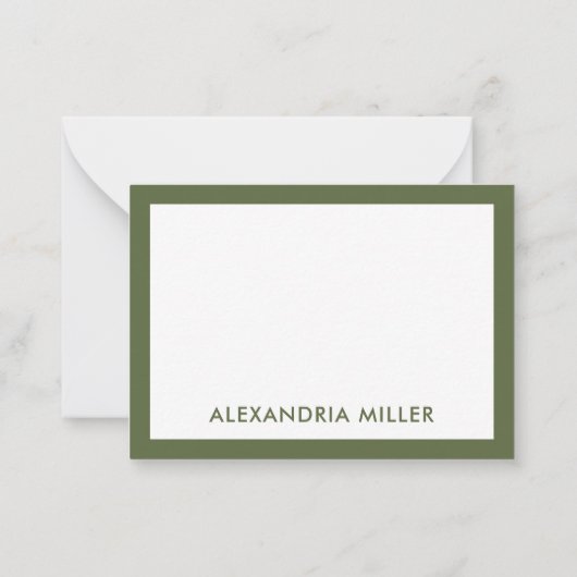Modernes Minimal Monogram Name Olive Mitteilungskarte (Rückseite)