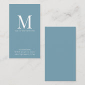 Modernes Minimal-Monogramm blau vertikal Visitenkarte (Vorne/Hinten)