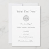 Modernes Minimal-Monogramm grauweiß Save the Date Einladung (Vorderseite)