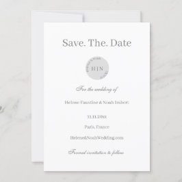 Modernes Minimal-Monogramm grauweiß Save the Date Einladung
