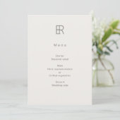 Modernes Minimal Monogramm Hochzeit Menükarte (Stehend Vorderseite)