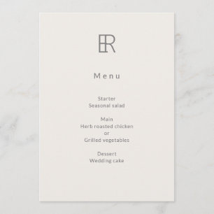 Modernes Minimal Monogramm Hochzeit Menükarte