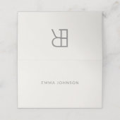 Modernes Minimal Monogramm Hochzeit Platzkarte (Außenseite Aufgefaltet)