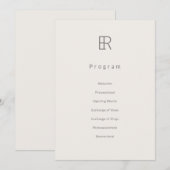 Modernes Minimal Monogramm Hochzeitsprogramm Programm (Vorne/Hinten)