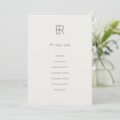 Modernes Minimal Monogramm Hochzeitsprogramm Programm (Stehend Vorderseite)