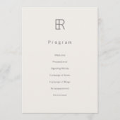 Modernes Minimal Monogramm Hochzeitsprogramm Programm (Vorderseite)