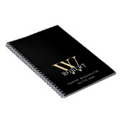 Modernes Minimal-Monogramm-Schwarz Notizblock (Rechte Seite)