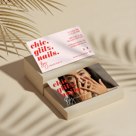 Modernes Minimal Nail Salon Business Foto Foto Visitenkarte