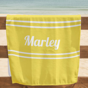 Modernes Minimal Name Monogram Script Trendy Yello Strandtuch