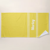 Modernes Minimal Name Monogram Script Trendy Yello Strandtuch (Vorderseite)