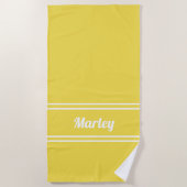 Modernes Minimal Name Monogram Script Trendy Yello Strandtuch (Vorderseite)