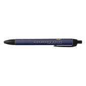 Modernes Minimal Navy Blue Gold Monogramm Kugelschreiber (Unterseite)