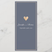 Modernes Minimal Navy Blue Heart Wedding Menu Menükarte (Rückseite)