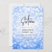 Modernes Minimal Navy Blue Lights Foto Sweet 16 Einladung (Vorderseite)