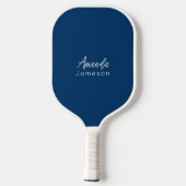 Modernes Minimal Navy Blue Monogram Pickleball Schläger (Rückseite)