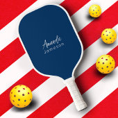 Modernes Minimal Navy Blue Monogram Pickleball Schläger