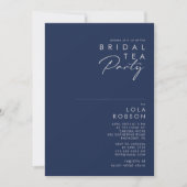 Modernes Minimal Navy Blue Silver Bridal Tea Party Einladung (Vorderseite)