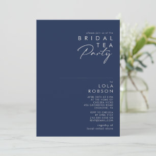 Modernes Minimal Navy Blue Silver Bridal Tea Party Einladung