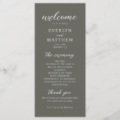 Modernes Minimal Olive Gray Hochzeitsprogramm (Vorderseite)