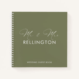 Modernes Minimal Olive Green Wedding Guest Book Notizblock