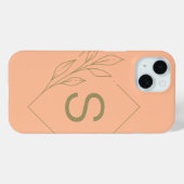 Modernes Minimal Peach Monogram Initial Botanical Case-Mate iPhone Hülle (Rückseite (Horizontal))