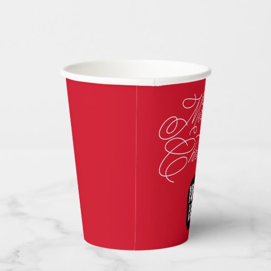 Modernes Minimal Personalisiertes Weihnachtslogo Pappbecher (Rechts)