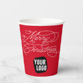 Modernes Minimal Personalisiertes Weihnachtslogo Pappbecher (Vorderseite)