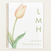 Modernes Minimal Pfirsichfarben Tulip Monogramm Planer (Vorderseite)