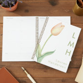Modernes Minimal Pfirsichfarben Tulip Monogramm Planer
