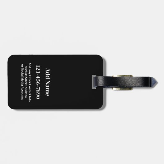 Modernes Minimal Pillenmonogramm - Schwarz-weiß Gepäckanhänger (Rückseite horizontal)