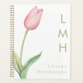Modernes Minimal-Pink-Aquarellfarben-Monogramm Planer (Vorderseite)