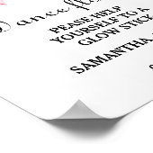 Modernes Minimal-Pink-Bow-Hochzeitszange-Zeichen Poster (Ecke)